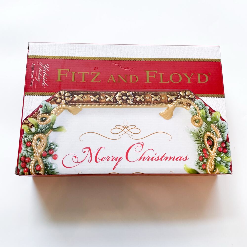 NEW Fitz and Floyd Christmas Yuletide Holiday Appetizer or Cookie Tray